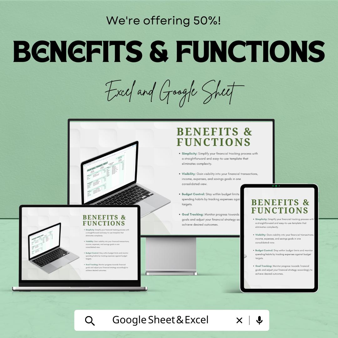 Printable Finance Sheet Template | Income and Expense Tracker | Budget Planner | Savings & Expense Log | Financial Planning Sheet
