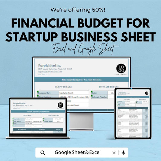 Financial Budget for startup Business Sheet | Excel and Google Sheets Template | Startup Financial Planning & Budgeting Tool