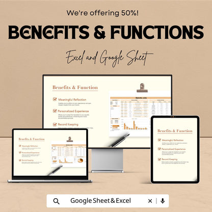 Travel Log Template | Excel Travel Tracker Spreadsheet | Google Sheets Travel Planner | Vacation Organizer | Trip Budget Planner |