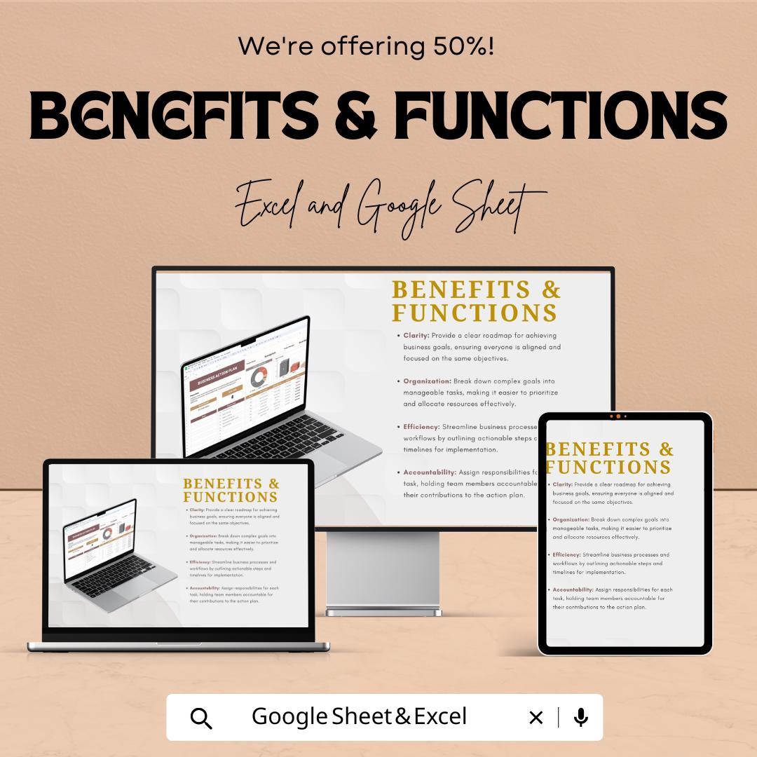 Business Action Plan Template | Project Planner | Task Management Spreadsheet | Goal Setting Template | Business Planner