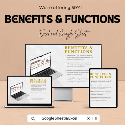 Business Action Plan Template | Project Planner | Task Management Spreadsheet | Goal Setting Template | Business Planner