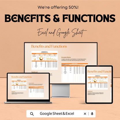 Transport & Logistics Asset Depreciation Schedule | Excel and Google Sheets | Financial Tracker for Fleet and Equipment Management