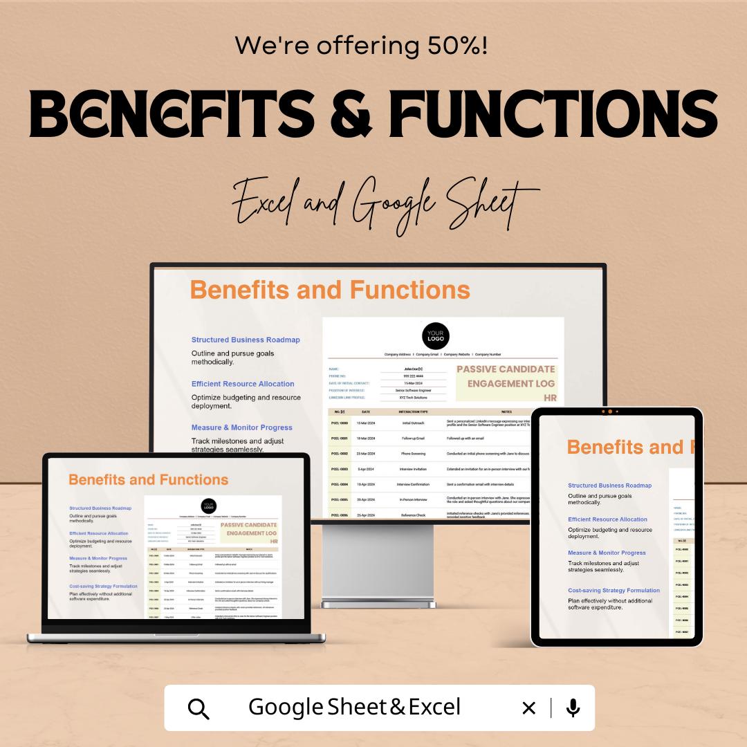 Passive Candidate Engagement Log HR Template | Recruitment Tracker Spreadsheet | Talent Pipeline CRM | Excel & Google Sheets Hiring Log