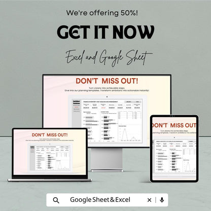 Finance Inventory Cost Analysis and Management Sheet | Excel & Google Sheets Template for Expense Tracking | Inventory Cost Budgeting
