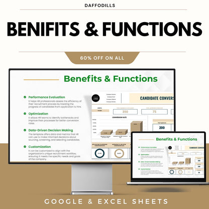 Candidate Conversion Rate Analyzer HR Template, Recruitment Funnel Tracker, Hiring Conversion Dashboard, Google Sheets Excel