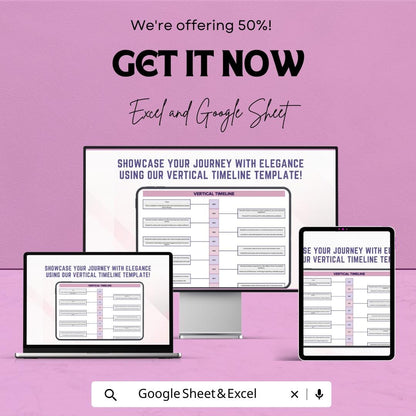 Vertical Timeline Template | Excel & Google Sheet | Project Milestone Tracker | Chronological Event Planner | Editable Layout