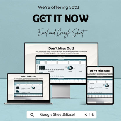 Personal Forecast Template | Personal Planning Spreadsheet | Goal and Expense Tracker | Excel & Google Sheets