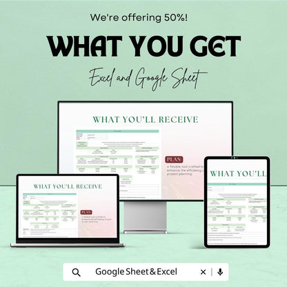 Plan Template | Project Planning Spreadsheet | Goal Tracker Organizer | Excel & Google Sheets | Business and Personal Planning Sheet