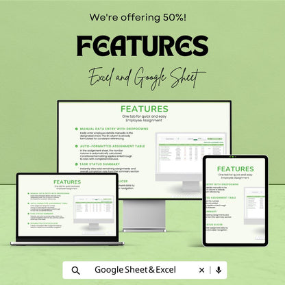 Employee Task Tracker Excel | Assignment Tracker Spreadsheet | Team Task Manager | Project Management Template