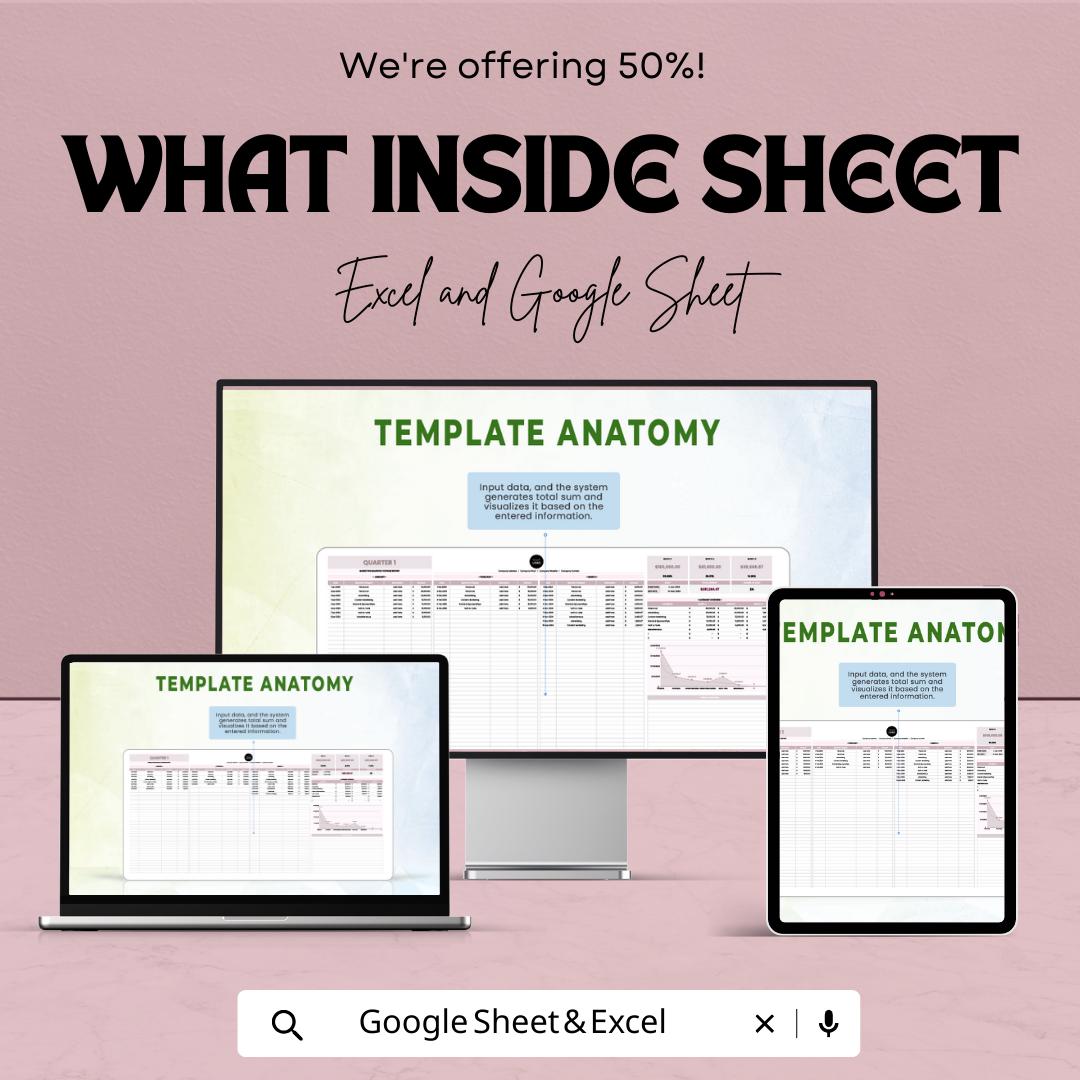 Marketing Quarterly Expense Report Template, Marketing Budget Tracker, Excel & Google Sheets Expense Dashboard, Quarterly Finance Report