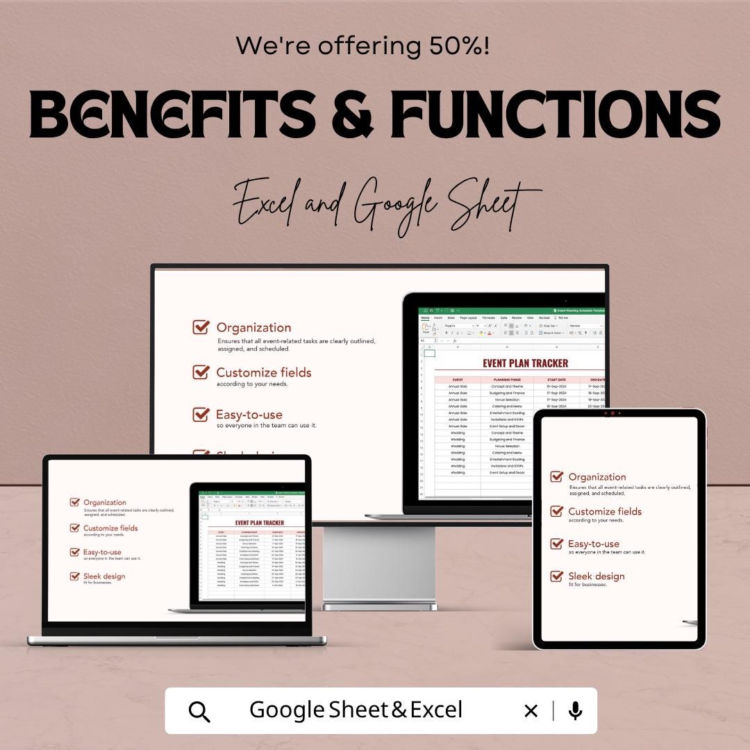 Event Planning Schedule Template | Event Planner Spreadsheet | Event Checklist & Timeline | Party Wedding Planner