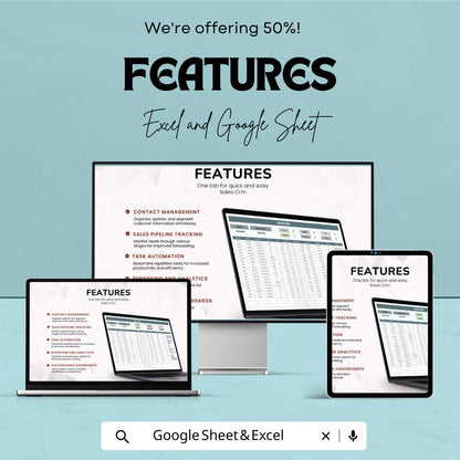 Sales CRM Template | Customer Relationship Manager | Sales Pipeline Tracker | Lead Management Spreadsheet | Excel & Google Sheets