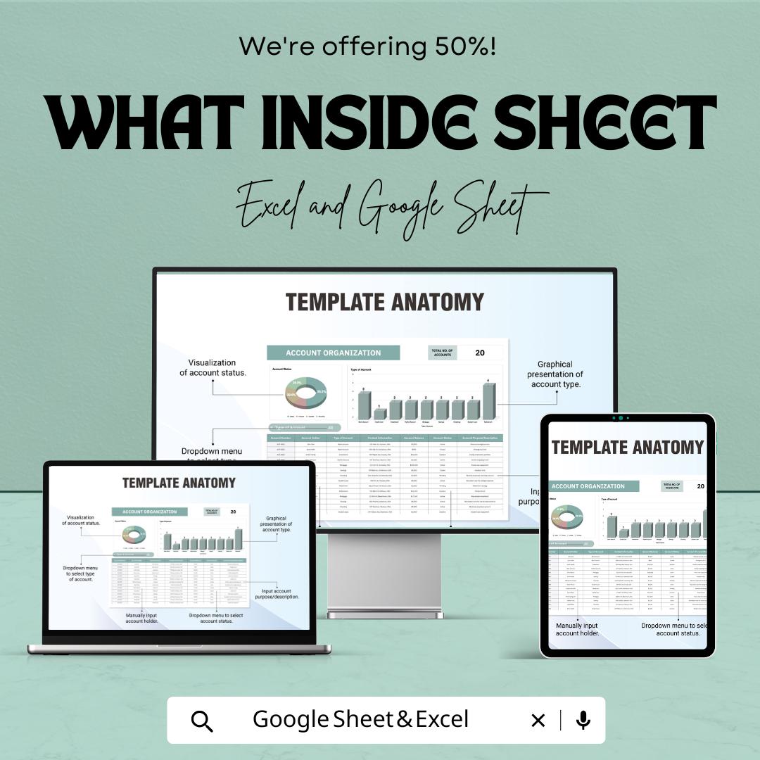 Account Organization Template | Account Management Tracker | Dashboard & Account Status Sheet | Account Log and Reporting