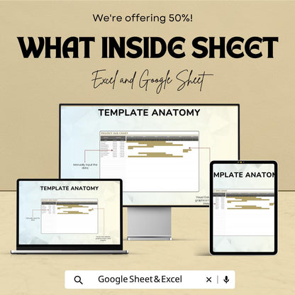 Project Bar Chart Template | Gantt Chart Spreadsheet | Project Timeline Tracker | Task Schedule Planner | Project Management Tool