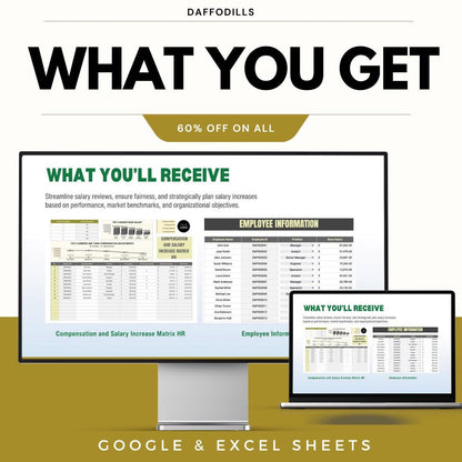 Compensation and Salary Increase Matrix HR Template, Salary Review Tool, Employee Pay Matrix, HR Compensation Planner