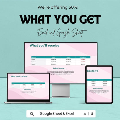 Simple Personal Budget Template Excel | Monthly Budget Planner Google Sheets | Expense Tracker Spreadsheet | Income Expense Budget Sheet |