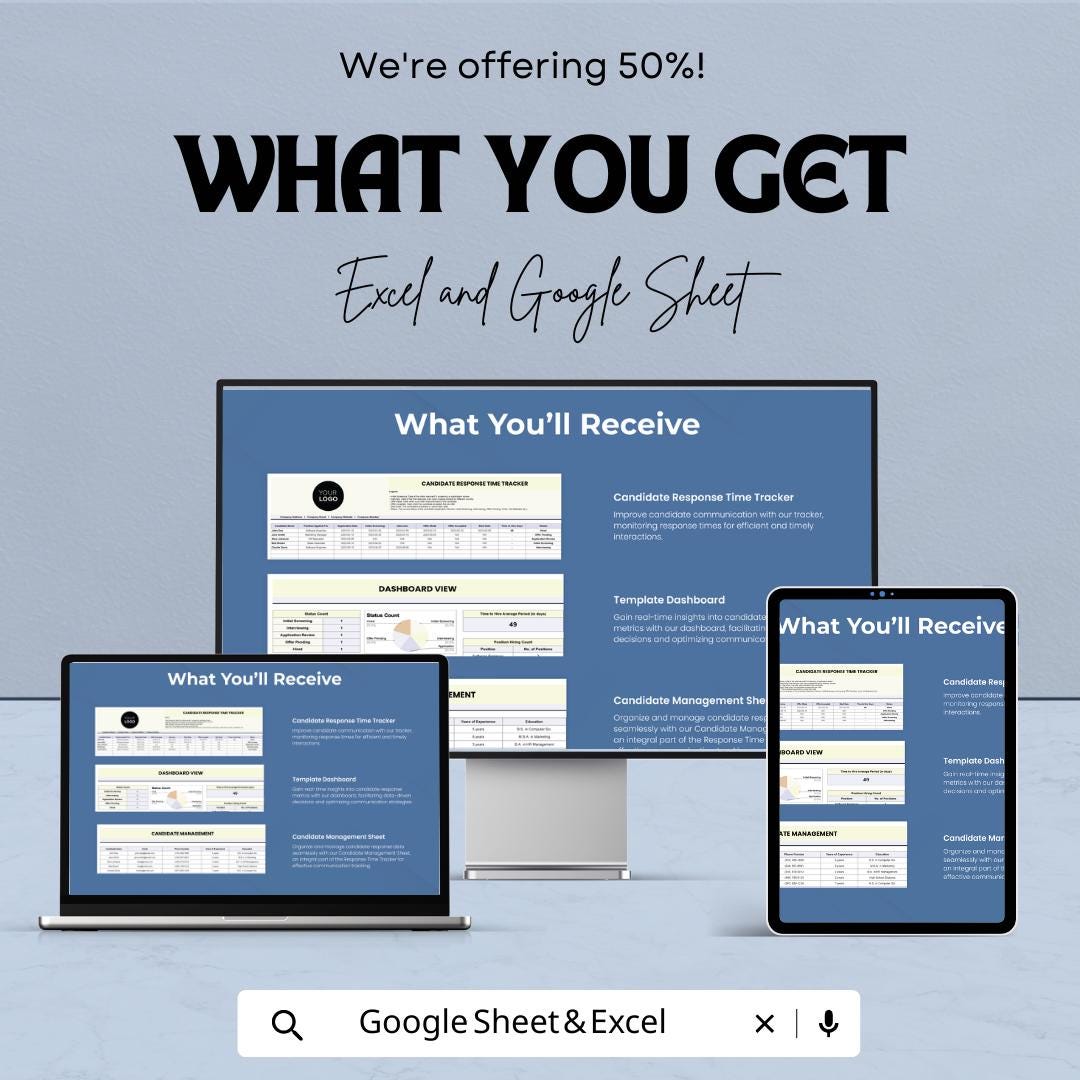 Candidate Response Time Tracker HR Template Excel & Google Sheets | Recruitment Response Tracker | Hiring Process Spreadsheet