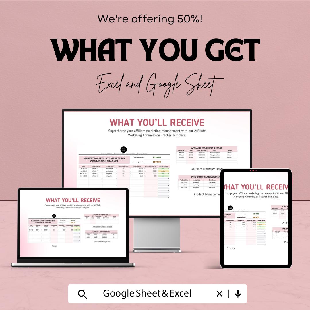 Marketing Affiliate Marketing Commission Tracker Template | Affiliate Payout Tracker | Commission Log | Marketing Performance Template