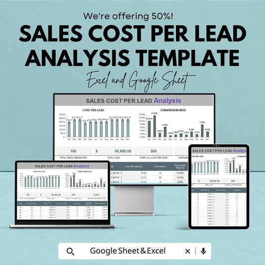 Sales Cost Per Lead Analysis Template | Marketing Cost Tracking Spreadsheet | CPL & Conversion Analysis