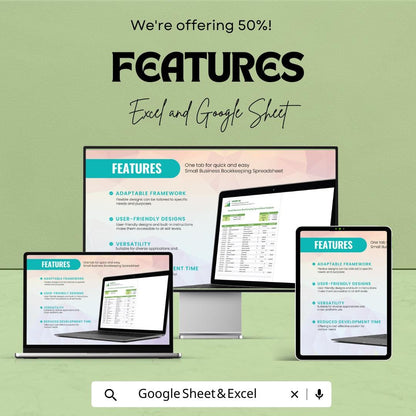 Small Business Bookkeeping Spreadsheet Template | Google Sheets & Excel | Income Expense Tracker | Simple Accounting Tool