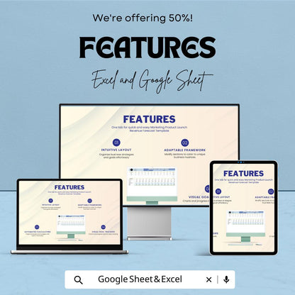 Marketing Product Launch Revenue Forecast Template | Excel and Google Sheet | Plan & Forecast Product Launches | Sales Forecasting Tool |
