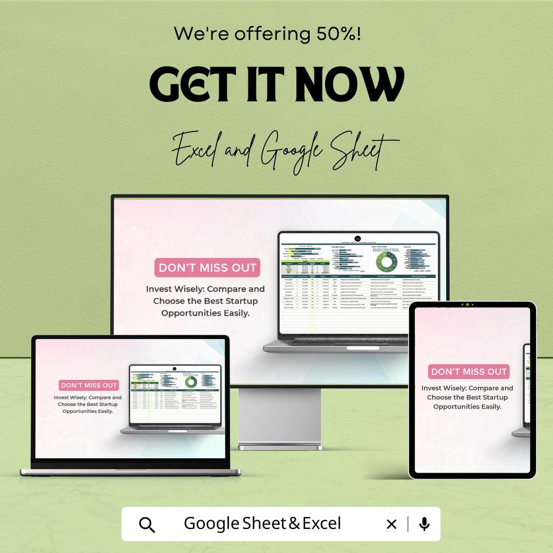 Startup Investment Proposal Comparison Sheet | Google Sheets & Excel | Investment Tracker | Proposal Scorecard | Startup Analysis Tool
