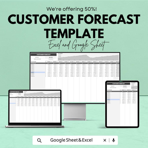Customer Forecast Template, Sales Forecast Spreadsheet, Customer Tracking Sheet,  Business Forecast Tool, Revenue Planner