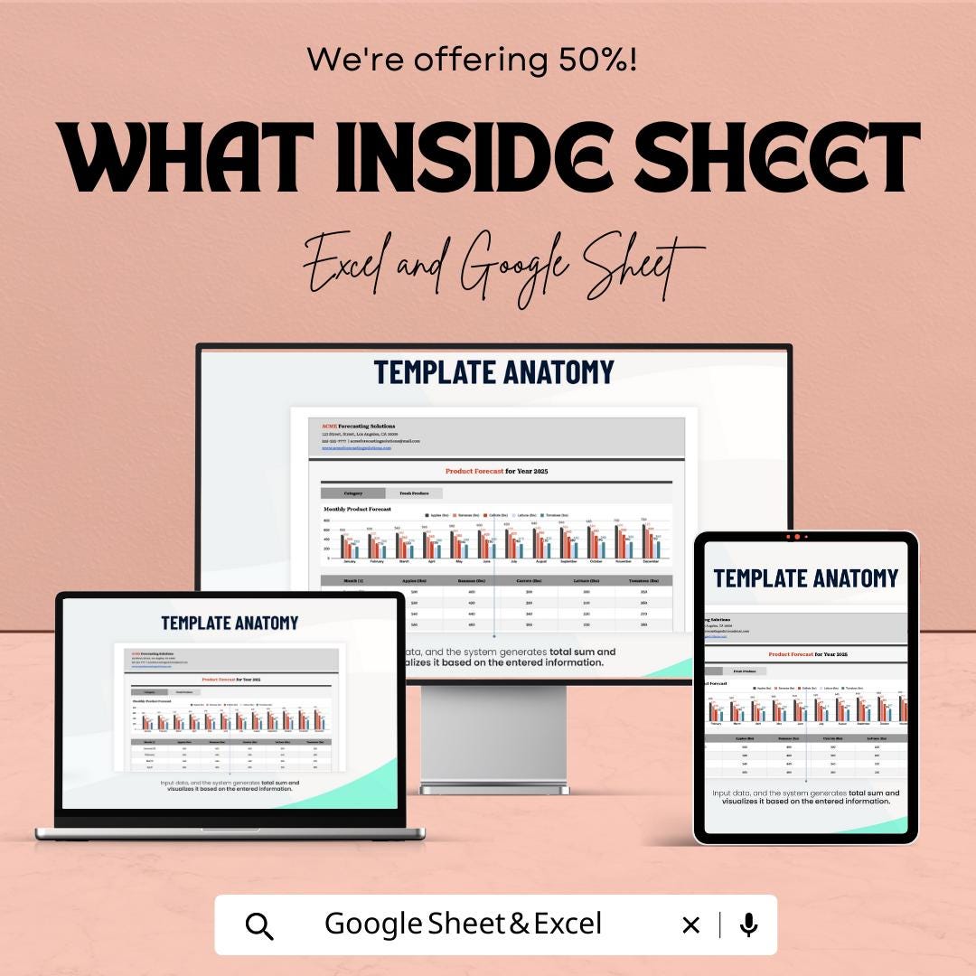 Forecast Product Template | Sales & Demand Forecast Spreadsheet | Inventory Planning Tool | Excel andGoogle Sheets