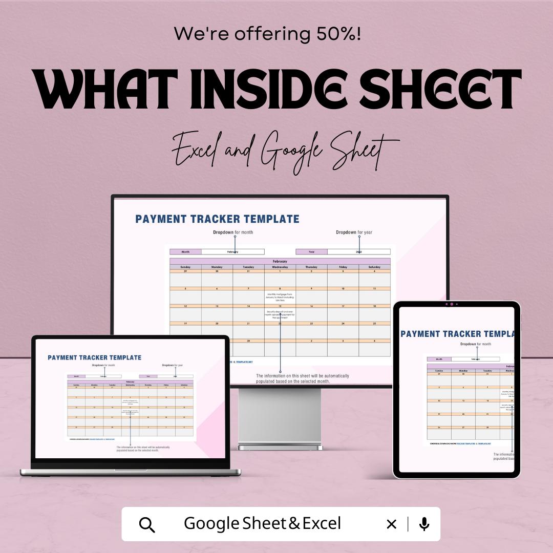 Payment Tracker Template  | Bill Payment Organizer Spreadsheet | Monthly Payment Log | Expense & Due Date Tracker