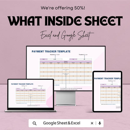 Payment Tracker Template  | Bill Payment Organizer Spreadsheet | Monthly Payment Log | Expense & Due Date Tracker