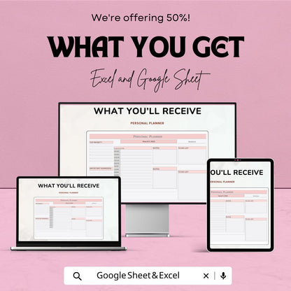 Personal Planner Template |  Productivity Planner | To Do List Task Organizer Digital Planning Sheet