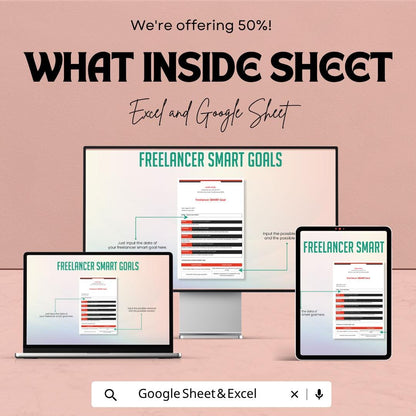 Freelancer SMART Goals Template Excel | Goal Setting Planner | Business Goals Tracker | Productivity Planner | Goal Worksheet