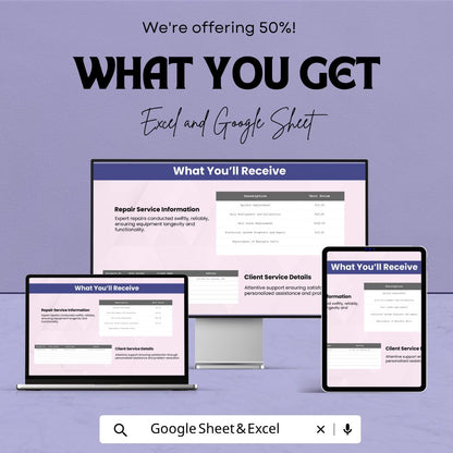 Machinery Repair Estimate Template Excel | Equipment Repair Quote Sheet | Service Estimate Invoice | Maintenance Cost Calculator