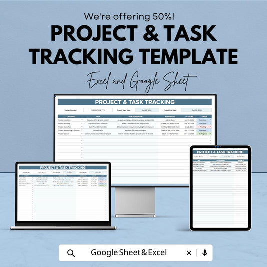 Project & Task Tracking Template, Project Management Spreadsheet, Task Manager, Team Task Tracker