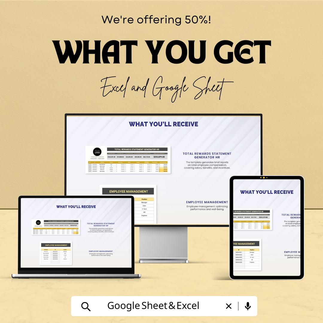 Total Rewards Statement Generator HR Template | Excel & Google Sheets | Employee Compensation Report | Salary Benefits Breakdown Tool