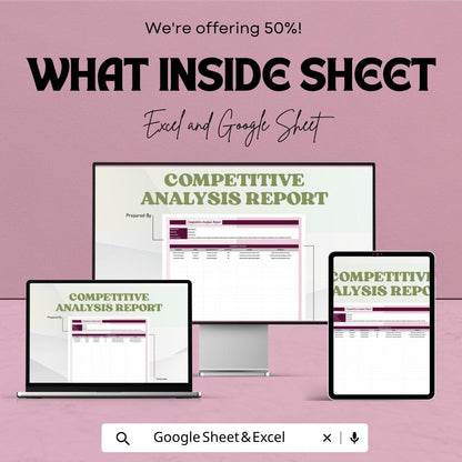 Competitive Analysis Report Template | Market Research Spreadsheet | Competitor Tracking Report | Business Strategy Template |