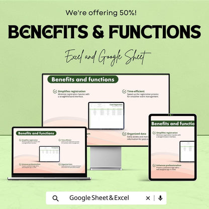 Event Registration Participant Sign-In Sheet | Excel & Google Sheets Template | Event Management Tool | Attendance Tracking |