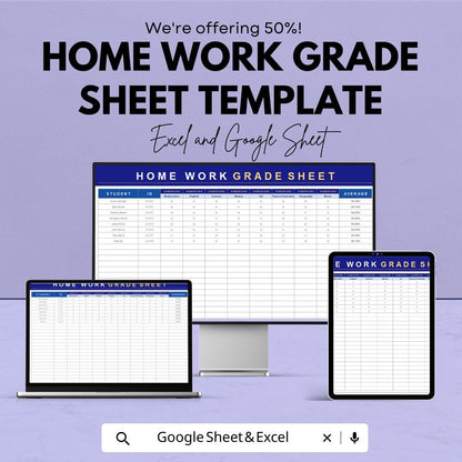 Homework Grade Sheet Template | Student Assignment Tracker | Printable & Digital Gradebook | Teacher Classroom Spreadsheet