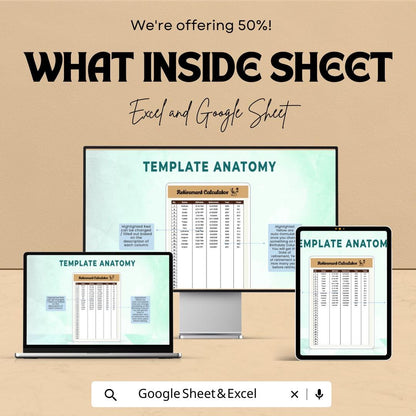 Retirement Calculator Template | Retirement Age Calculator | Planning Worksheet | Editable Spreadsheet | Retirement Tracker