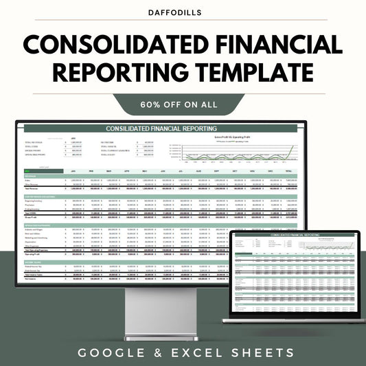 Consolidated Financial Reporting Template, Financial Statement Spreadsheet, Business Finance Report, Google Sheets Excel