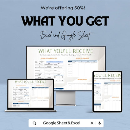 Business Plan Startup Template | Excel & Google Sheets | Startup Business Plan, Entrepreneur Roadmap, Small Business Planning Tool