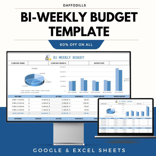 Bi-Weekly Budget Template, Biweekly Budget Planner, Expense Tracker Spreadsheet, Google Sheets Excel Budget