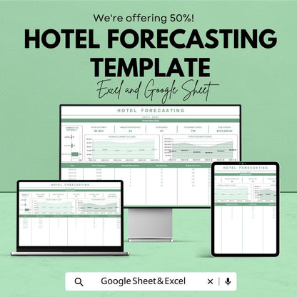 Hotel Forecasting Template |  Occupancy Forecast Tool | Hospitality Budget Tracker | Room Revenue Analysis