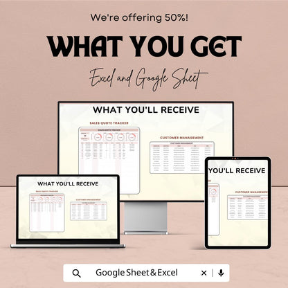 Sales Quote Tracker Sheet | Sales Quote Management | Excel & Google Sheets Template | Sales Performance Tracking | 50% Off