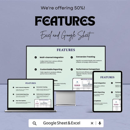 Sales Affiliate Lead Generation Stats Template | Conversion Tracking Dashboard | Affiliate Performance Report | Excel & Google Sheets