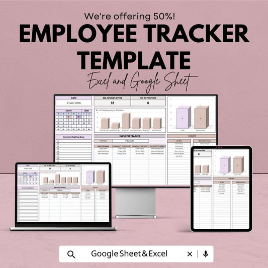 Employee Tracker Template Excel Google Sheets, HR Employee Management Spreadsheet, Workforce Tracker Dashboard, Staff Record Tracker