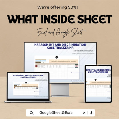 Harassment and Discrimination Case Tracker HR Template | Excel & Google Sheets | Workplace Incident Log