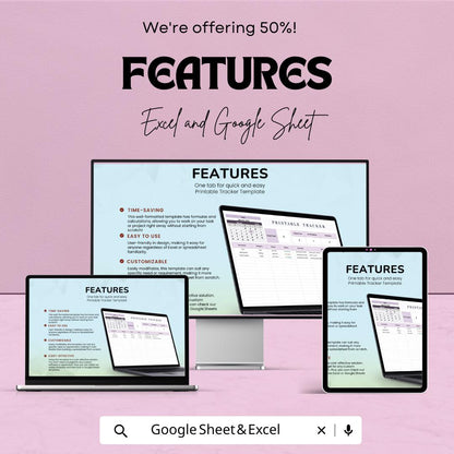 Printable Tracker Sheet - Task and Goal Tracker Template, Excel & Google Sheets, Printable Planner for Organizing Tasks and Deadlines
