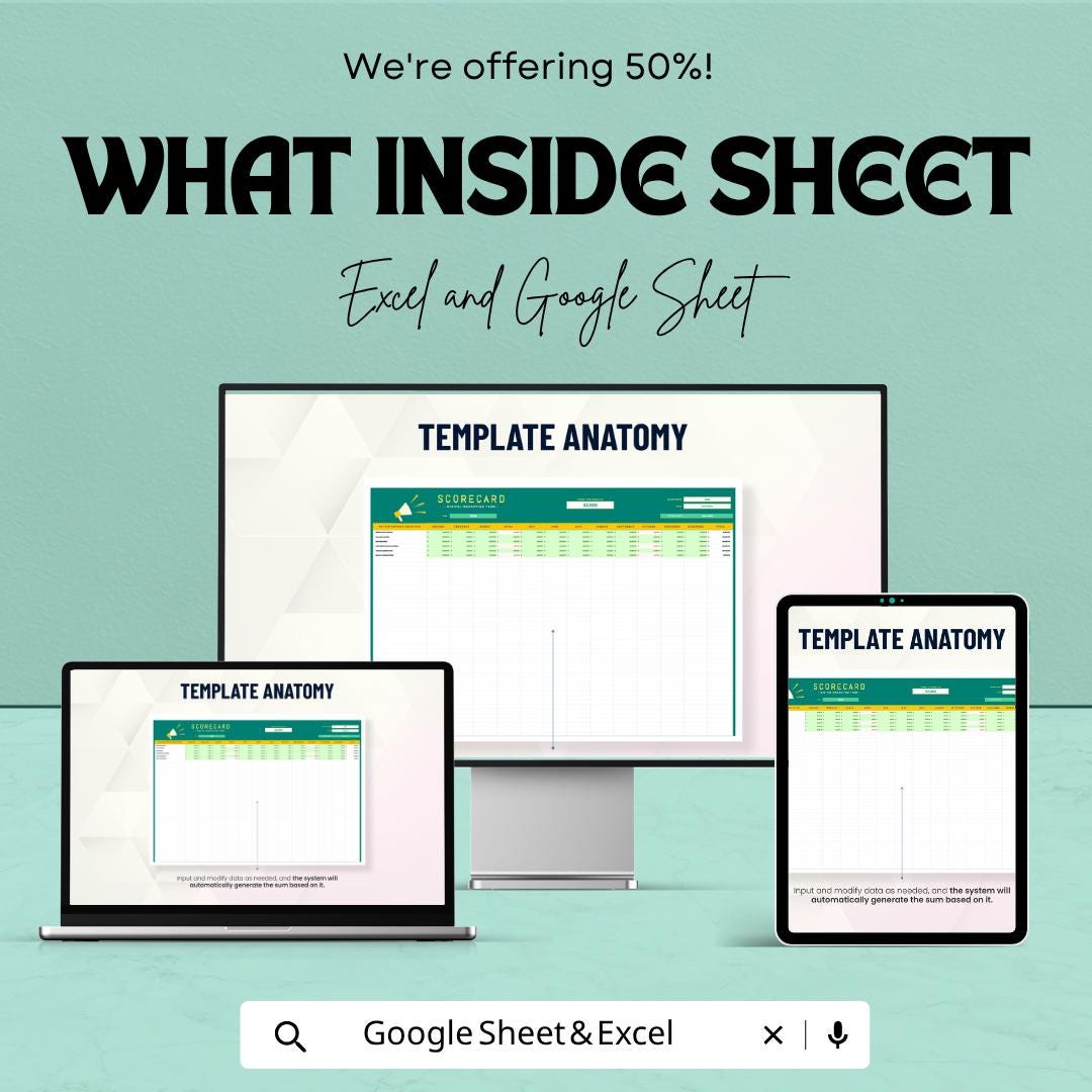 Monthly Scorecard Template | Performance Dashboard Spreadsheet | KPI Tracker Template | Business Performance Tracker