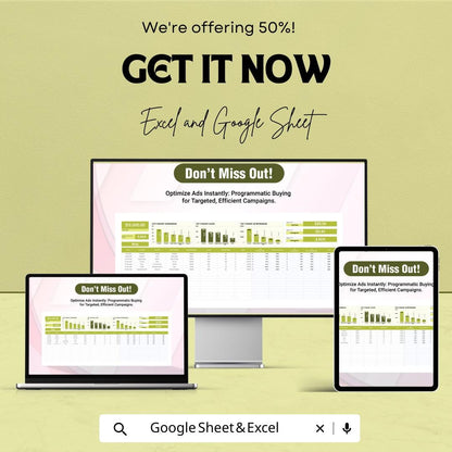 Advertising Programmatic Media Buying Log Sheet - Track Ad Campaign Performance in Excel & Google Sheets